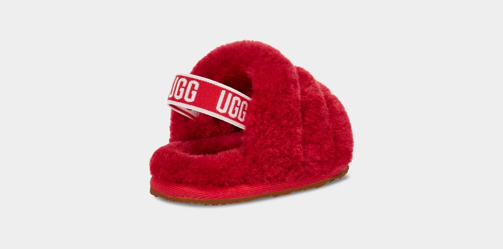 Red Ugg Fluff Yeah And Lovey Kids' Slippers | 843596-QNE