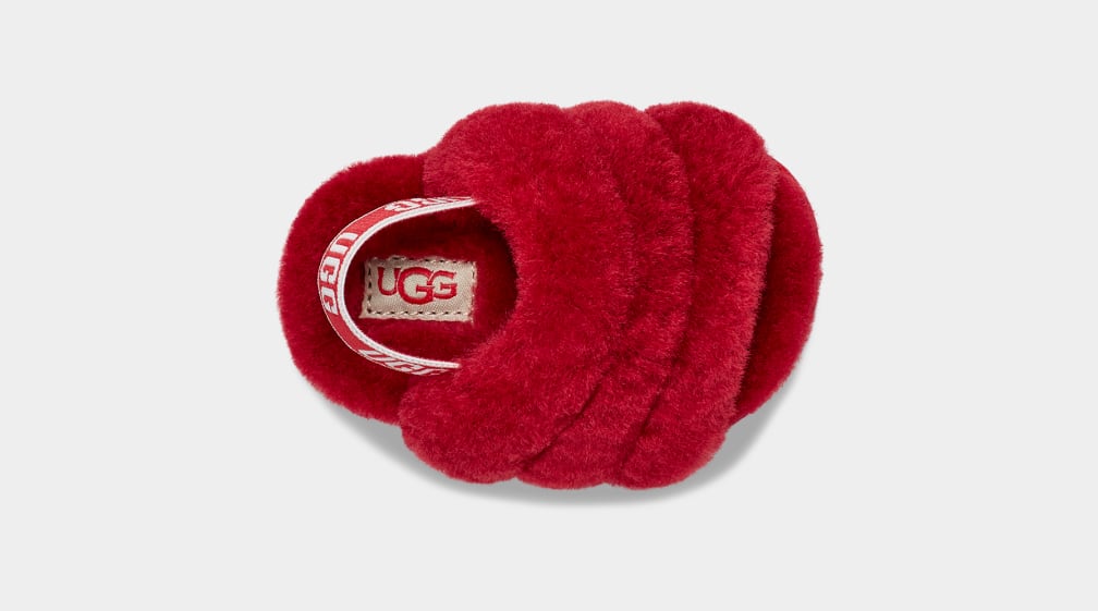 Red Ugg Fluff Yeah And Lovey Kids' Slippers | 843596-QNE