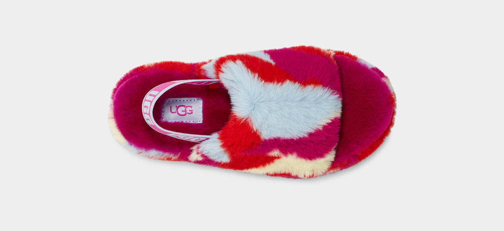 Red Ugg Fluff Yeah Camopop Kids' Slippers | 326105-LWJ