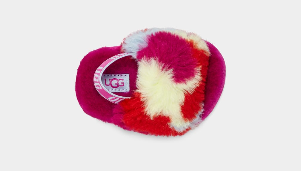 Red Ugg Fluff Yeah Camopop Kids' Slippers | 805467-NTA