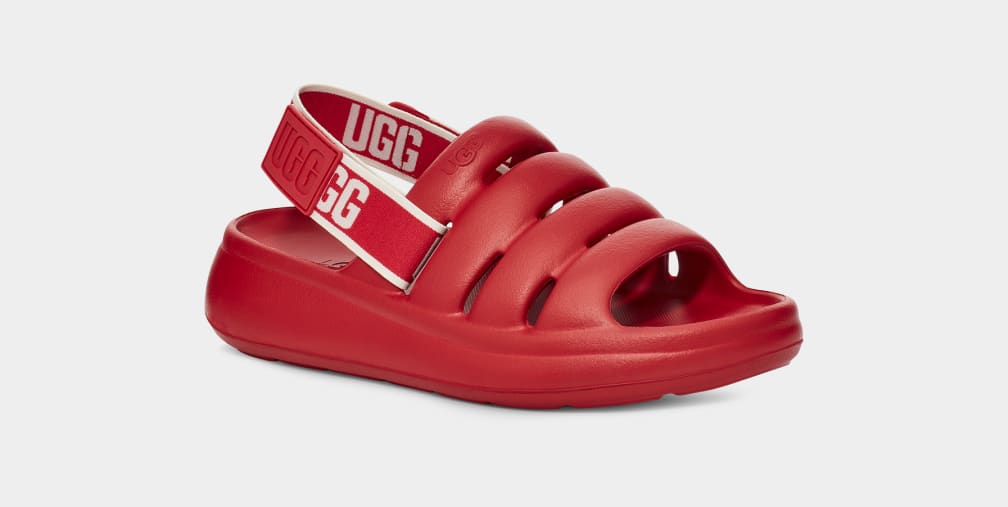 Red Ugg Sport Yeah Women Slides | 745068-RHT