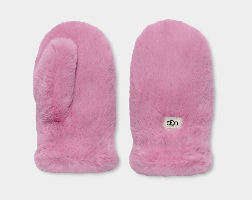 Rose Ugg Faux Fur Mitten Kids' Gloves | 045261-HWQ