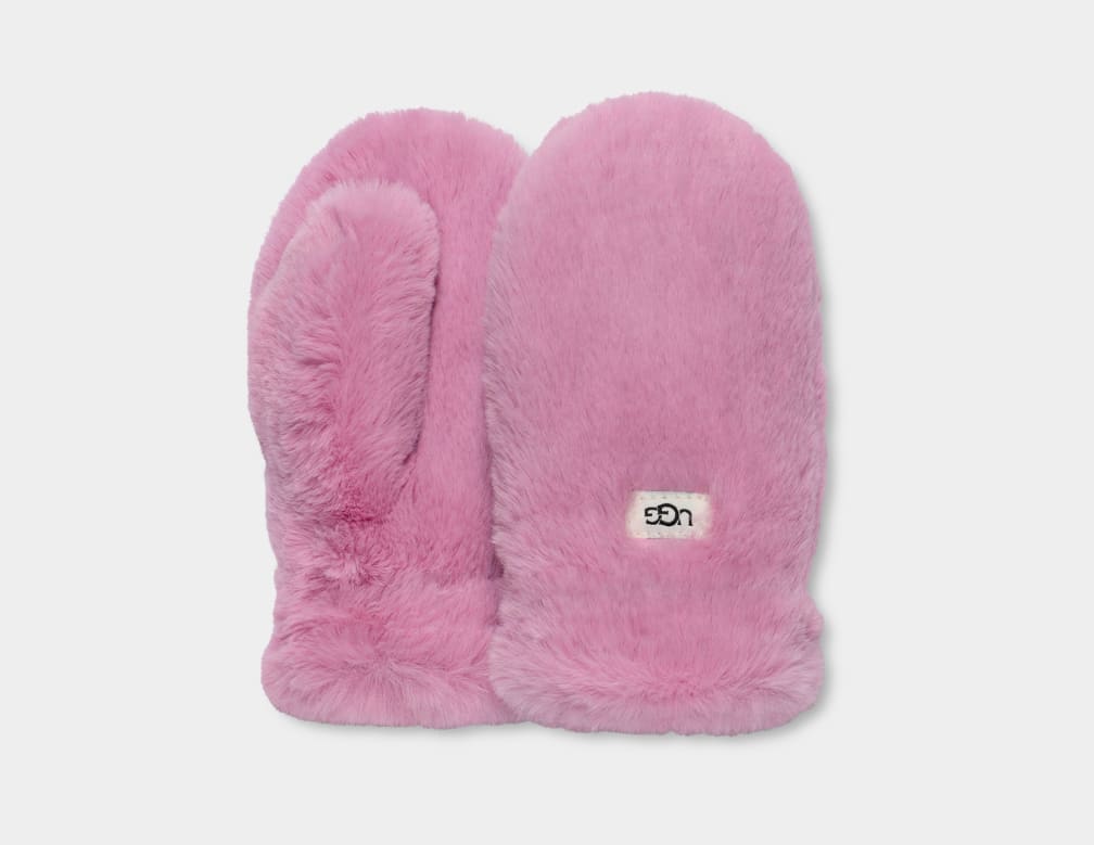 Rose Ugg Faux Fur Mitten Kids\' Gloves | 045261-HWQ