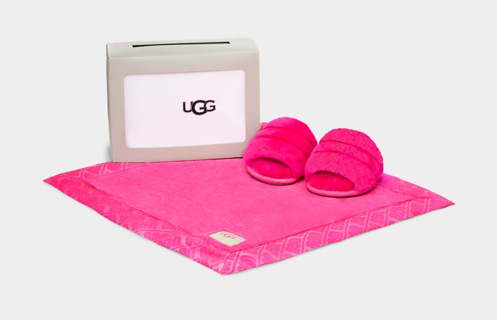 Rose Ugg Fluff Yeah And Lovey Kids\' Slippers | 239607-WQZ