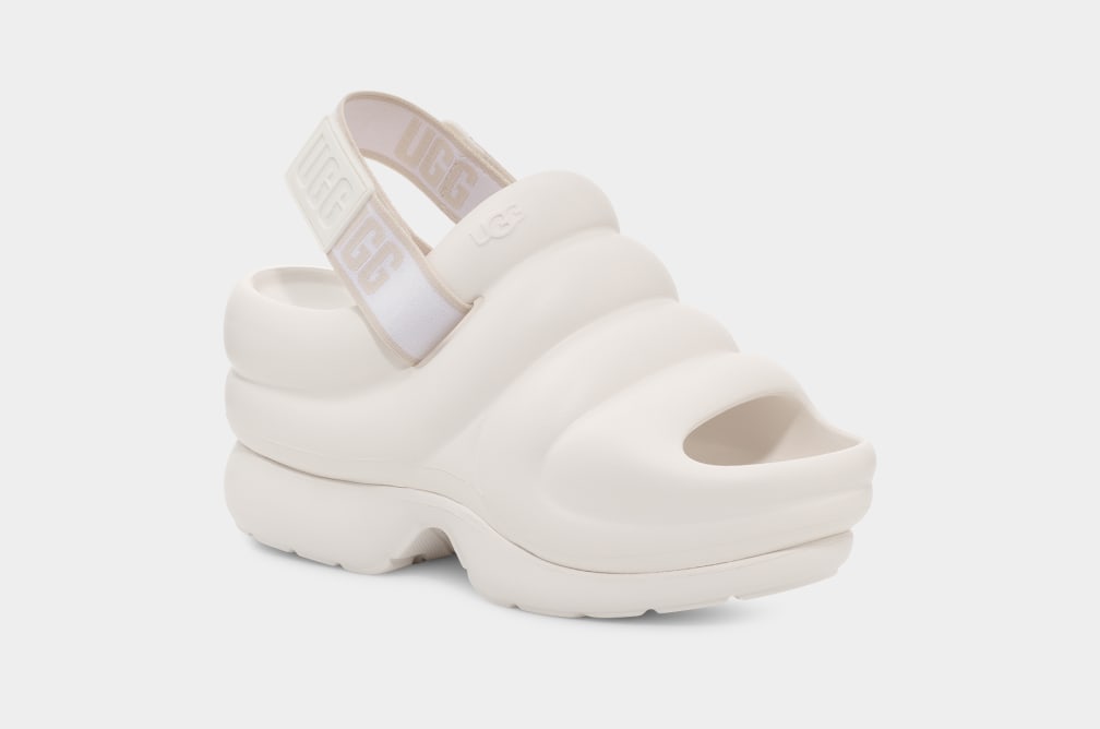 White Ugg Aww Yeah Women Sandals | 258763-QMD