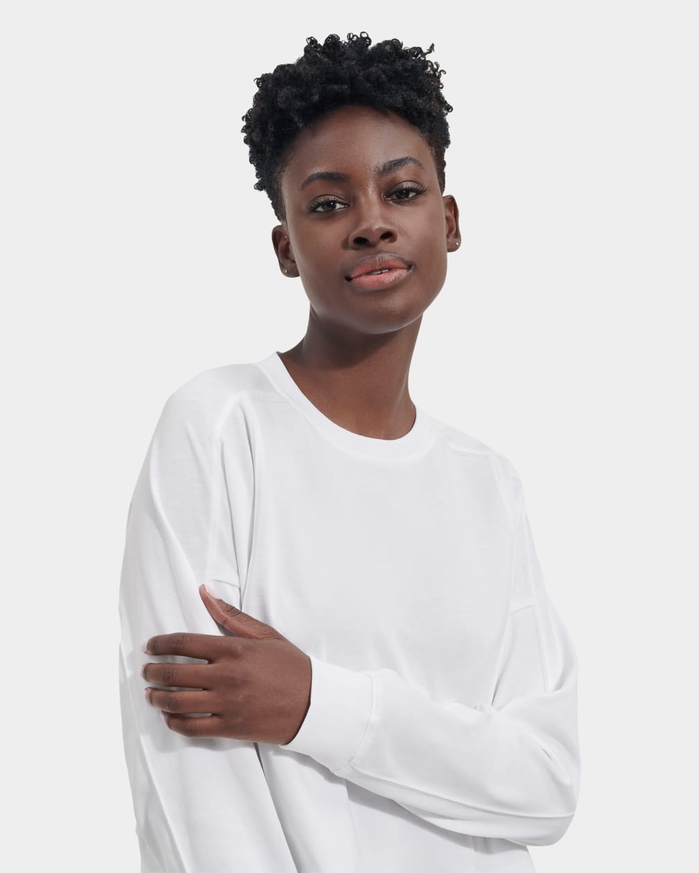 White Ugg Delylah Long Sleeve Crop Women Tops | 825416-HXB