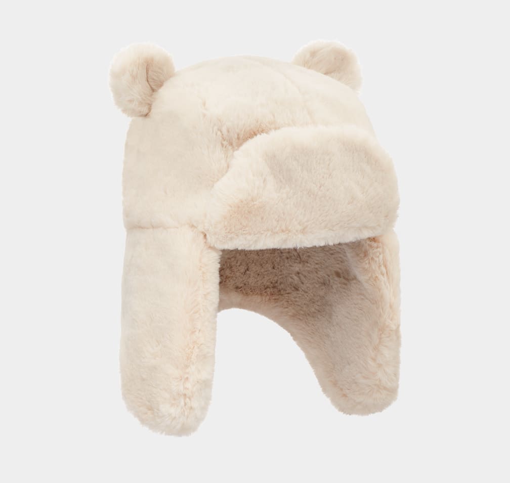 White Ugg Faux Fur Trapper With Ears Kids' Hats | 015493-IMK