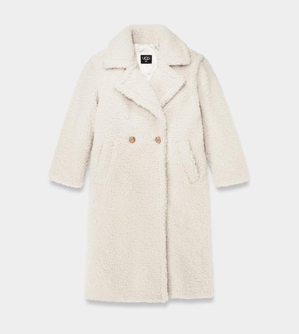 White Ugg Gertrude Long Teddy Women Coats | 348972-HDJ