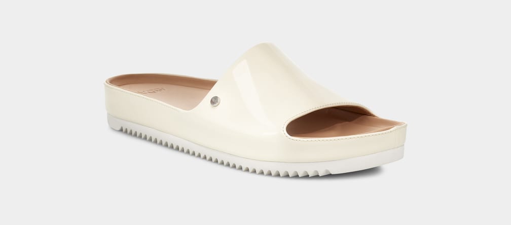 White Ugg Jane Patent Women Slides | 628149-BQP