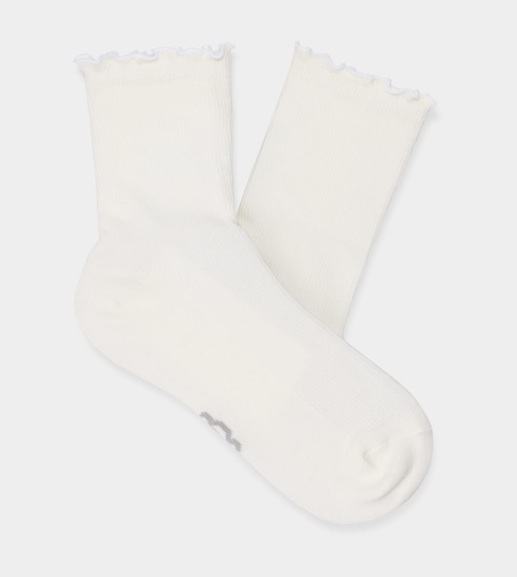 White Ugg Karsyn Lettuce Edge Women Socks | 754861-WPJ