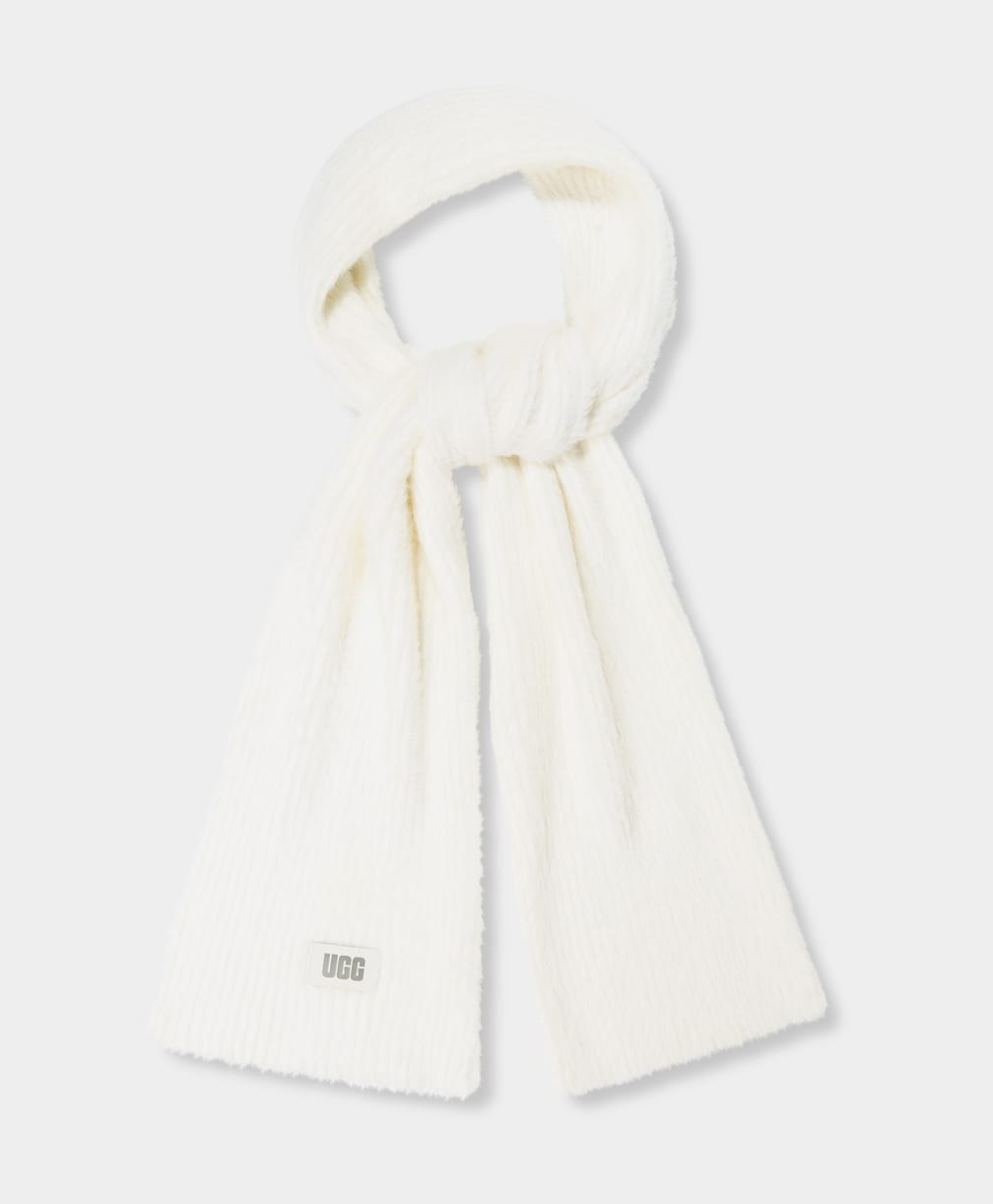 White Ugg Plait Plush Knit Women Scarves | 073961-GRS