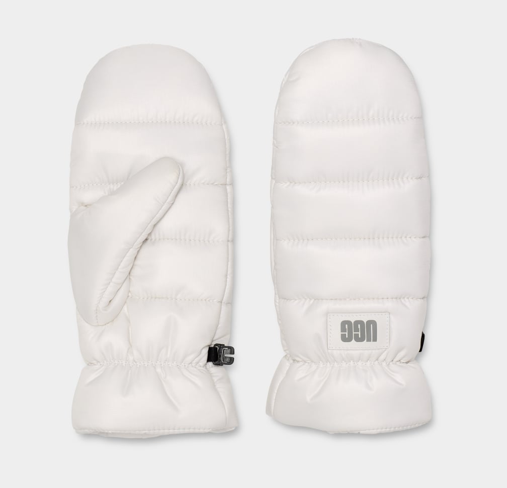 White Ugg Puff Yeah All Weather Mitten Women Gloves | 891657-AHR