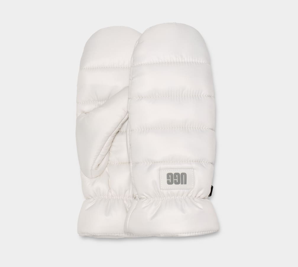 White Ugg Puff Yeah All Weather Mitten Women Gloves | 891657-AHR