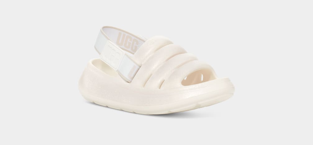 White Ugg Sport Yeah Glitter Kids' Sandals | 425913-MDI