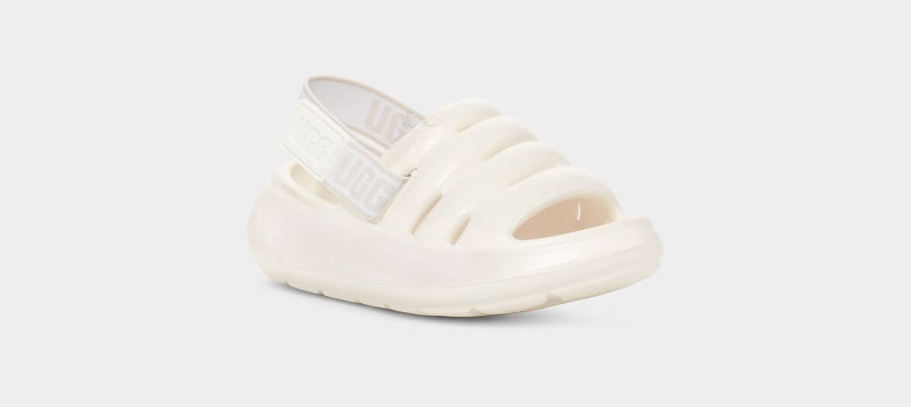 White Ugg Sport Yeah Glitter Kids' Sandals | 846219-QOA