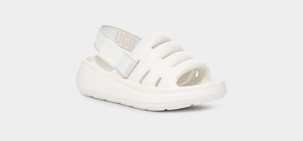 White Ugg Sport Yeah Kids' Sandals | 258349-GYV