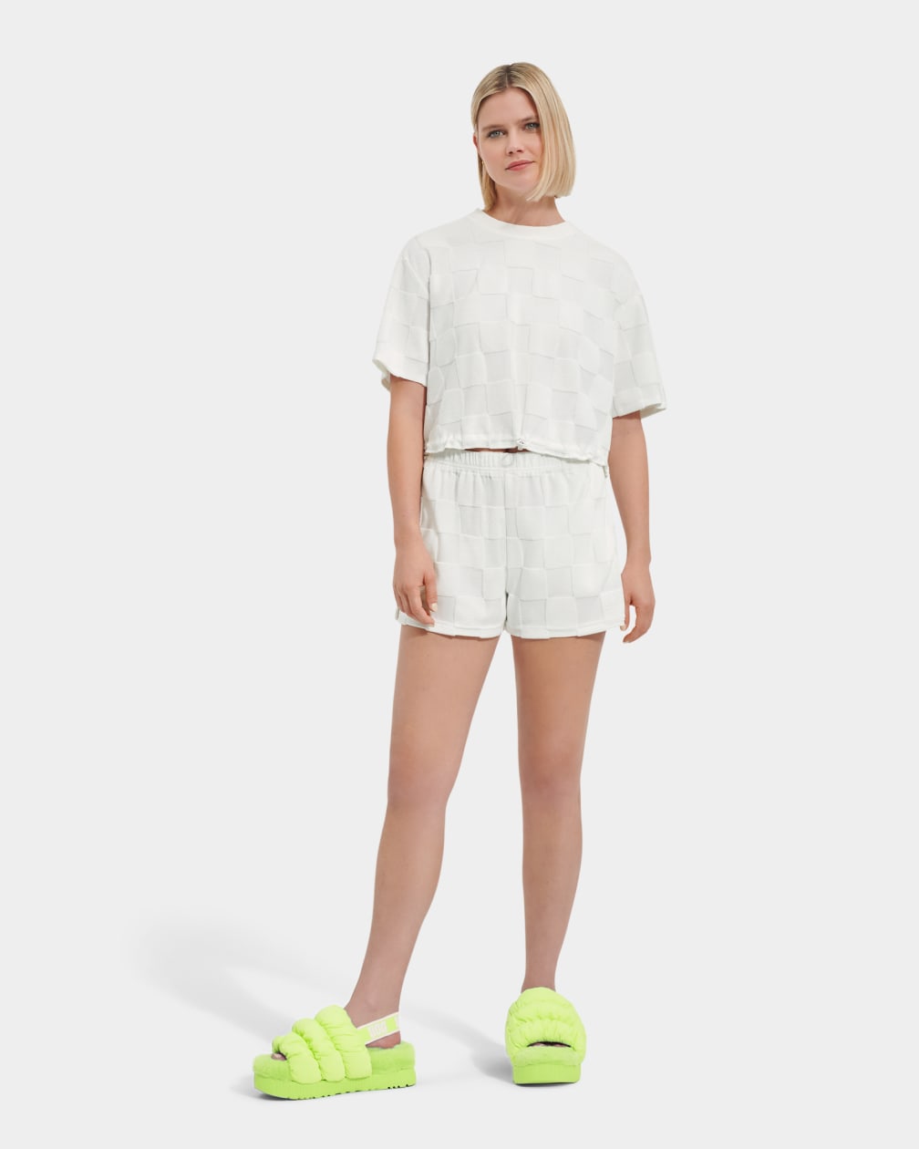 White Ugg Teagin Sleeve Check Women Tops | 765083-UHC