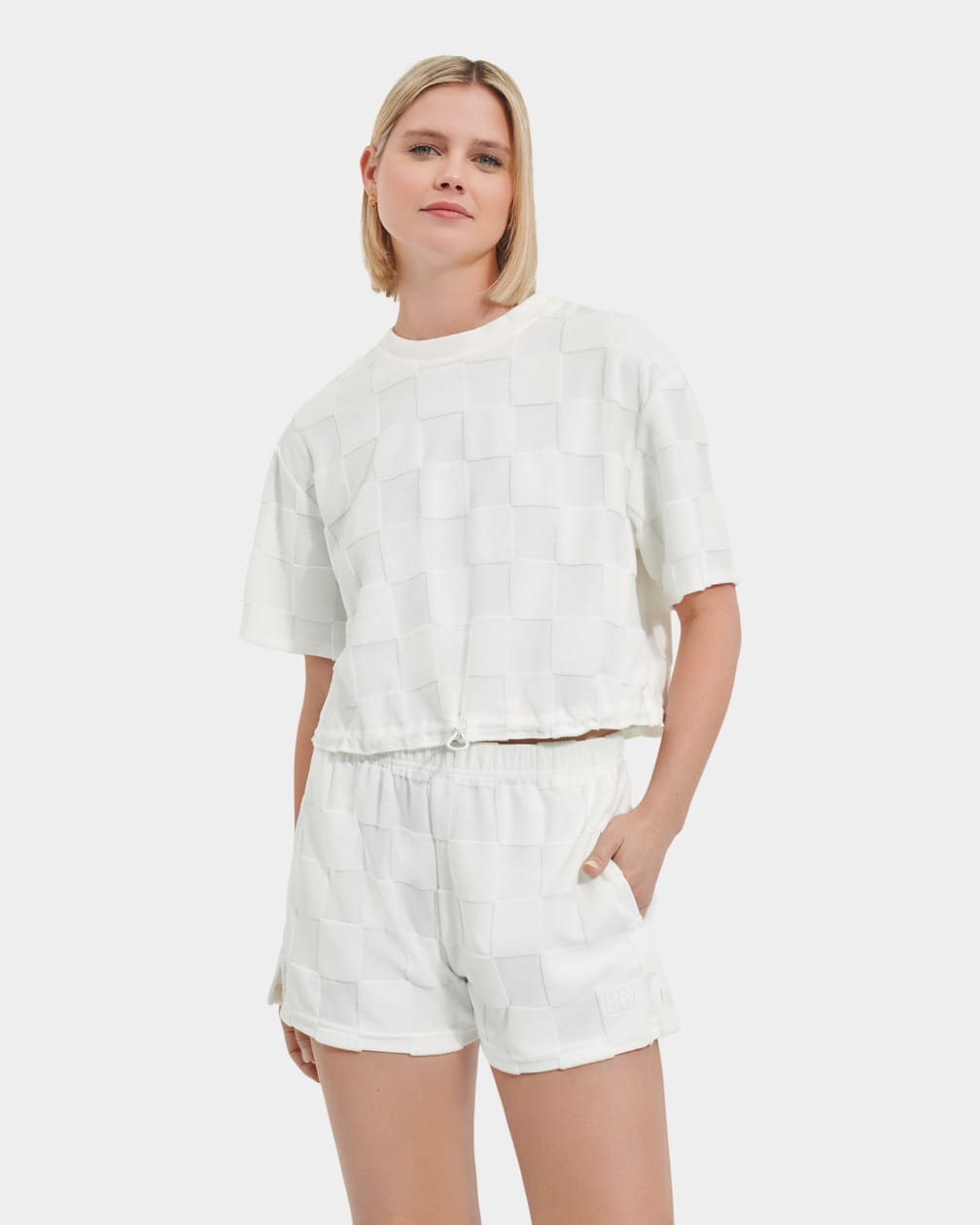 White Ugg Teagin Sleeve Check Women Tops | 765083-UHC