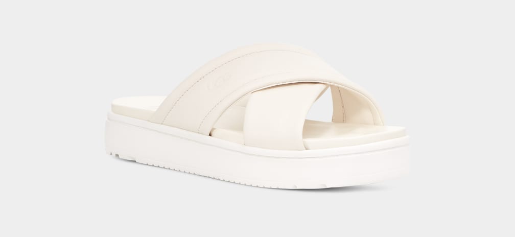 White Ugg Zayne Crossband Women Slides | 539862-GJD