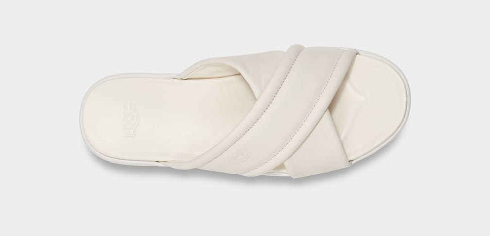 White Ugg Zayne Crossband Women Slides | 539862-GJD