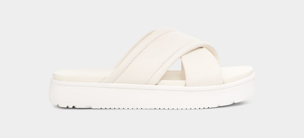 White Ugg Zayne Crossband Women Slides | 539862-GJD