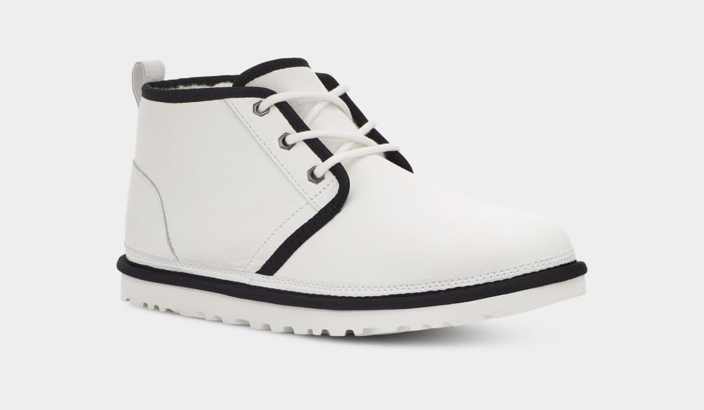 White / Black Ugg Neumel Leather Men Boots | 025617-DWF