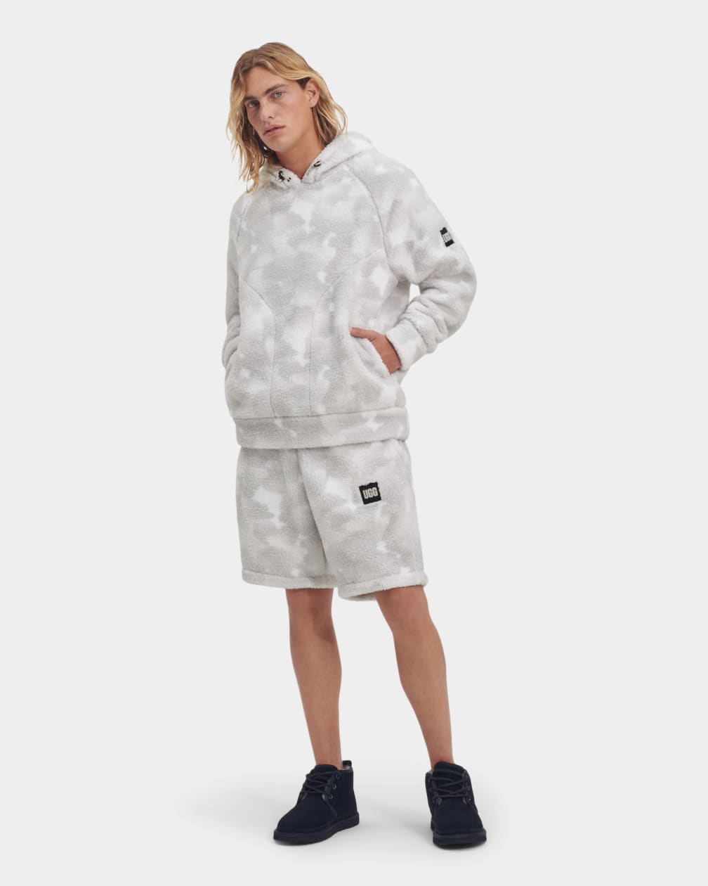 White / Camo Ugg Dannen Sherpa Men Hoodie | 981726-BIP