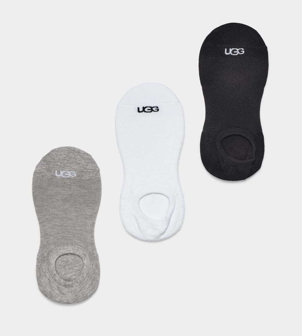 White / Grey / Black Ugg Stela No Show 3 Pack Women Socks | 549670-QEK