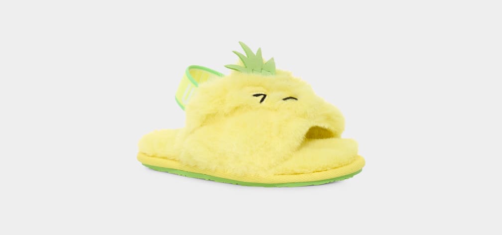 Yellow Ugg Fluff Yeah Pineapple Stuffie Kids' Slippers | 916285-FNX