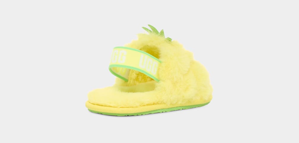 Yellow Ugg Fluff Yeah Pineapple Stuffie Kids' Slippers | 916285-FNX