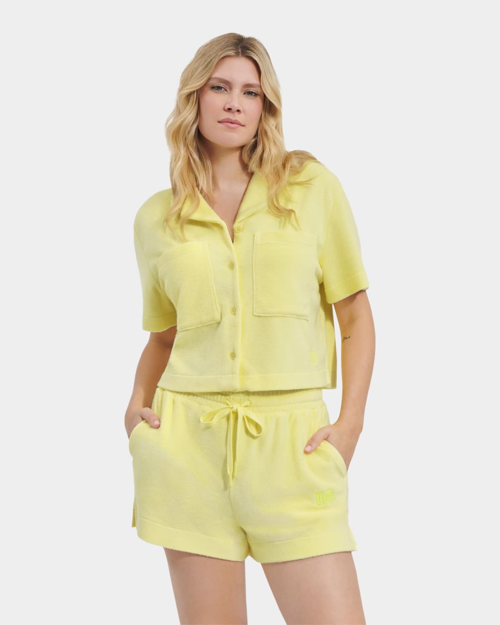 Yellow Ugg Saniyah Sleeve Buttondown Women Tops | 765341-RPY